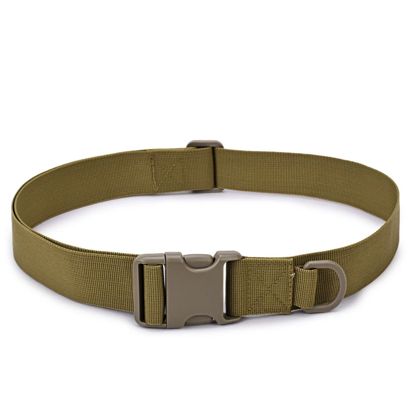 Collar de perro verde oliva con hebilla para un accesorio seguro