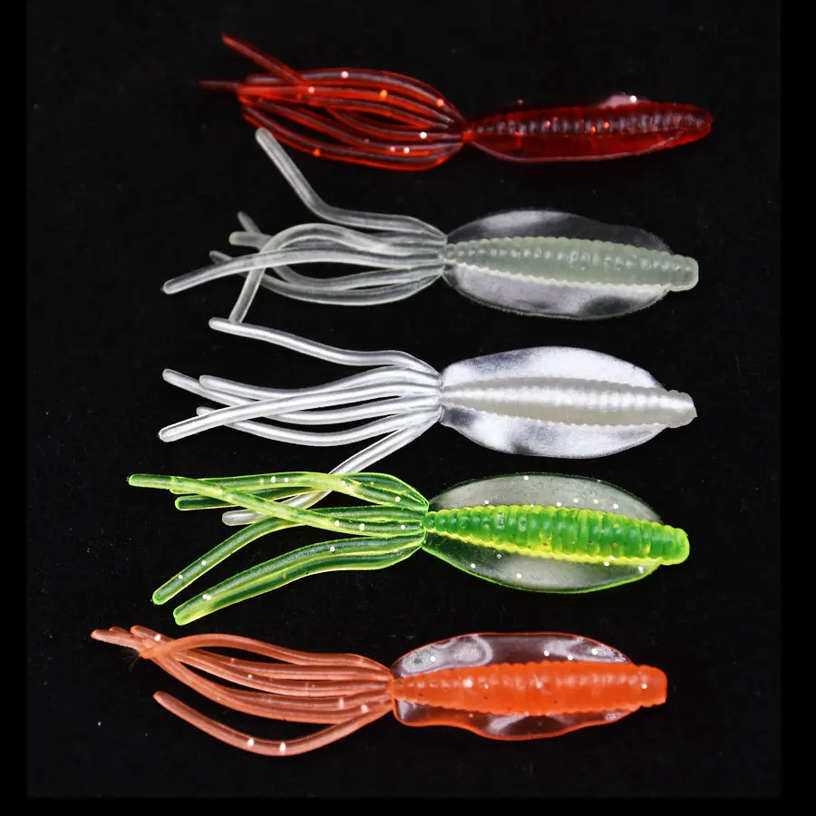 JYJ-SEÑUELOS blandos de calamar para Pesca, anzuelos de gusano de silicona, cabeza de plantilla, 6cm, 20 unidades - imagen 4
