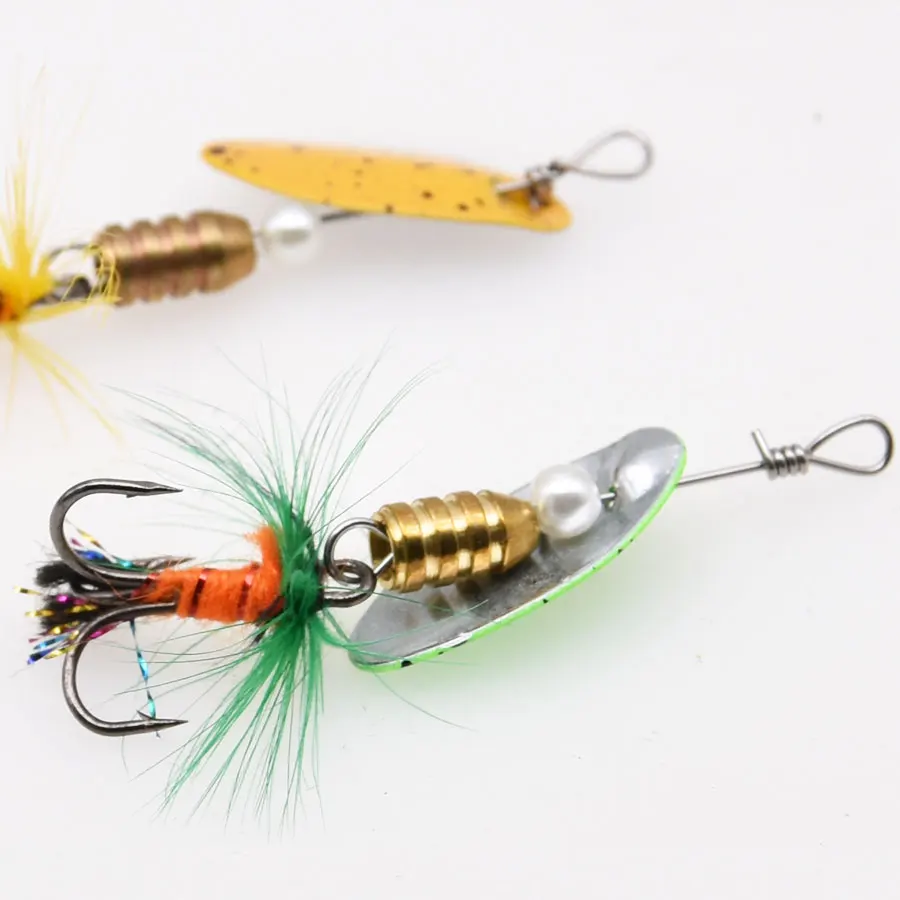 Señuelo de metal con anzuelos triples VMC, cuchara giratoria, aparejos de pesca para perca en agua dulce y salada, 2,4g, 5cm, 4 unids/lote por caja - imagen 4