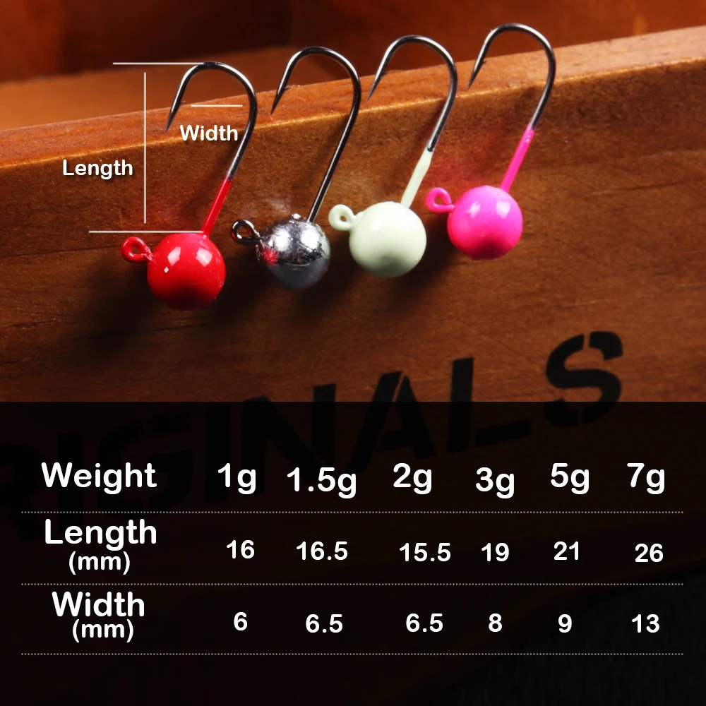 JOHNCOO-anzuelo de pesca de 10 piezas, anzuelo de bola de cebo de 1g-7g para señuelo suave, cebo blando, anzuelos de pesca para lubina - imagen 3