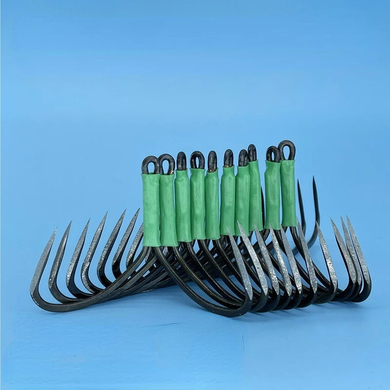 Anzuelos triples antioxidantes, Anzuelos De Pesca grandes, Anzuelos De Pesca De Mar, tres Anzuelos De anclaje De acero al carbono - imagen 5