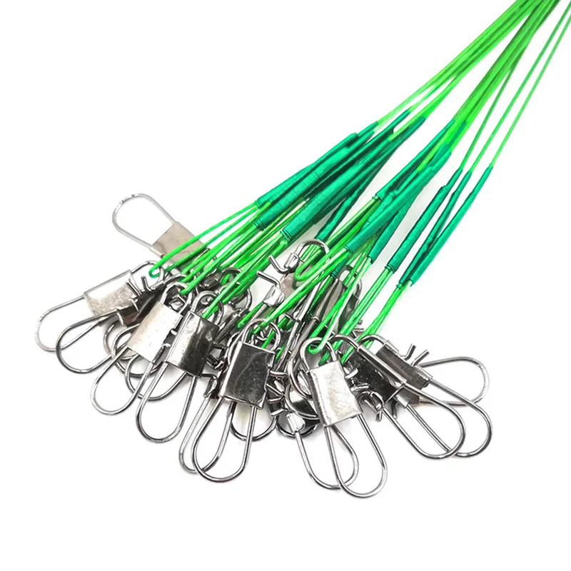 Correa de pesca de alambre de acero inoxidable con eslabones giratorios de 50lb, núcleo de plomo para señuelos, accesorios para Lucio, 15/20/25cm, 20 unidades - imagen 5