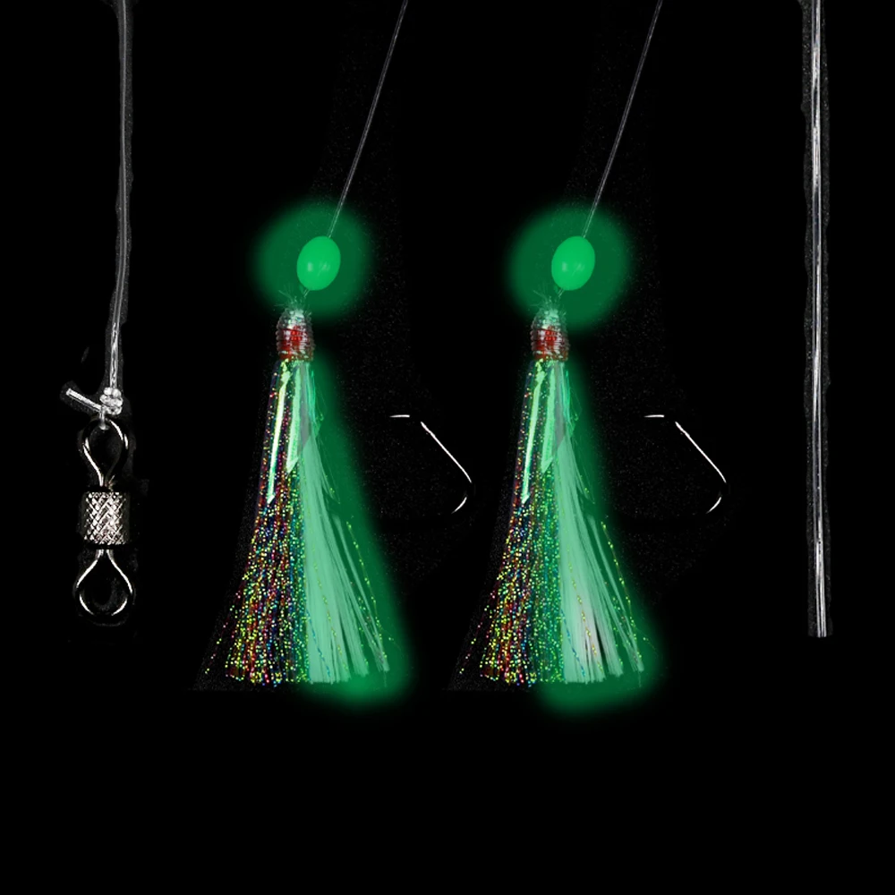 Pargo luminoso brillante para pesca en el mar, aparejo de Jigging de trucha, Sabiki, 10 bolsas, 5/0 - imagen 2