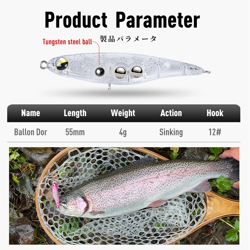 LEYDUN-Mini Señuelos de Pesca de 55mm, 4g, lápiz de hundimiento lento, cebos duros de pesca en roca y dardos, aparejos Wobblers japoneses - imagen 3