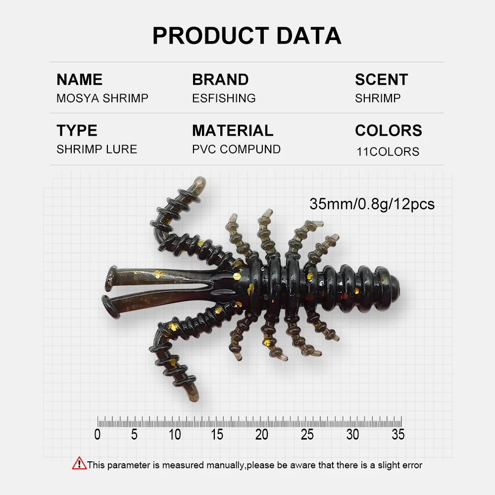 ESFISHING nueva calidad Mini Craw Mosya camarones 35mm 12 Uds cebo suave señuelo de pesca para perca Lucio trucha Peche