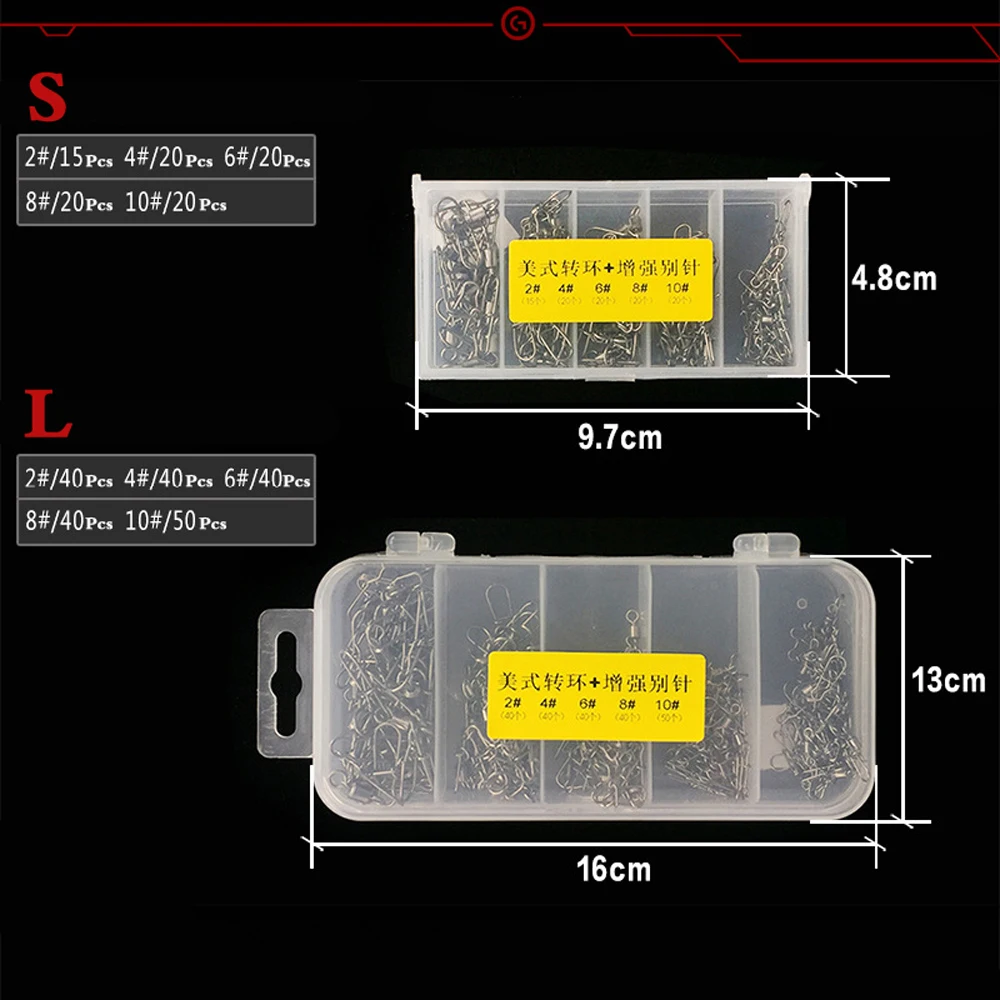 Conjunto de herramientas de pesca de acero inoxidable, anzuelos a presión, Conector de señuelo, aparejos de broches de roca marina, 210/95 Uds. - imagen 2