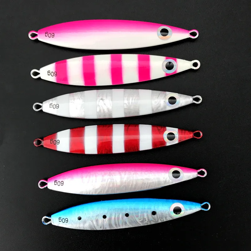 Señuelo de pesca Jigbait luminoso 60g 80g que brilla en la costa oscura señuelos artificiales de fundición larga Jigs cebos 1 pieza en oferta - imagen 5