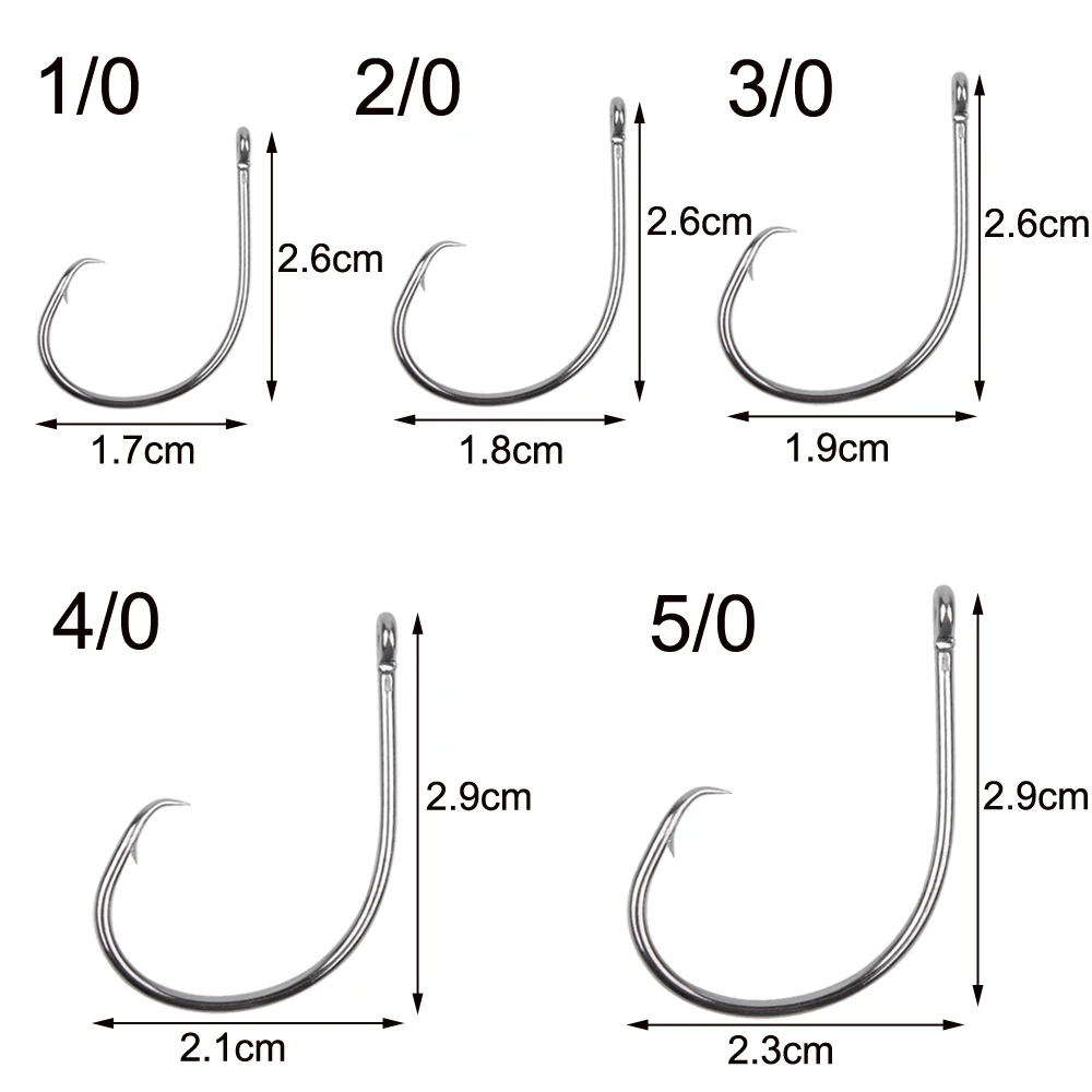 Shaddock 100 Uds anzuelo de pesca de acero rico en carbono pulpo Offset círculo deportivo anzuelos de pesca para pesca en agua dulce - imagen 2