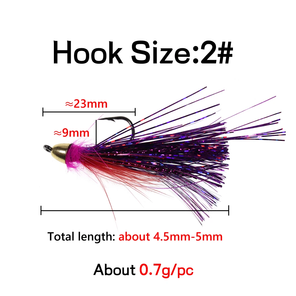 Bimoo-cebo de pesca de trucha, 4 unidades, #2, imán de cabeza cónica, púrpura, Streamer - imagen 4