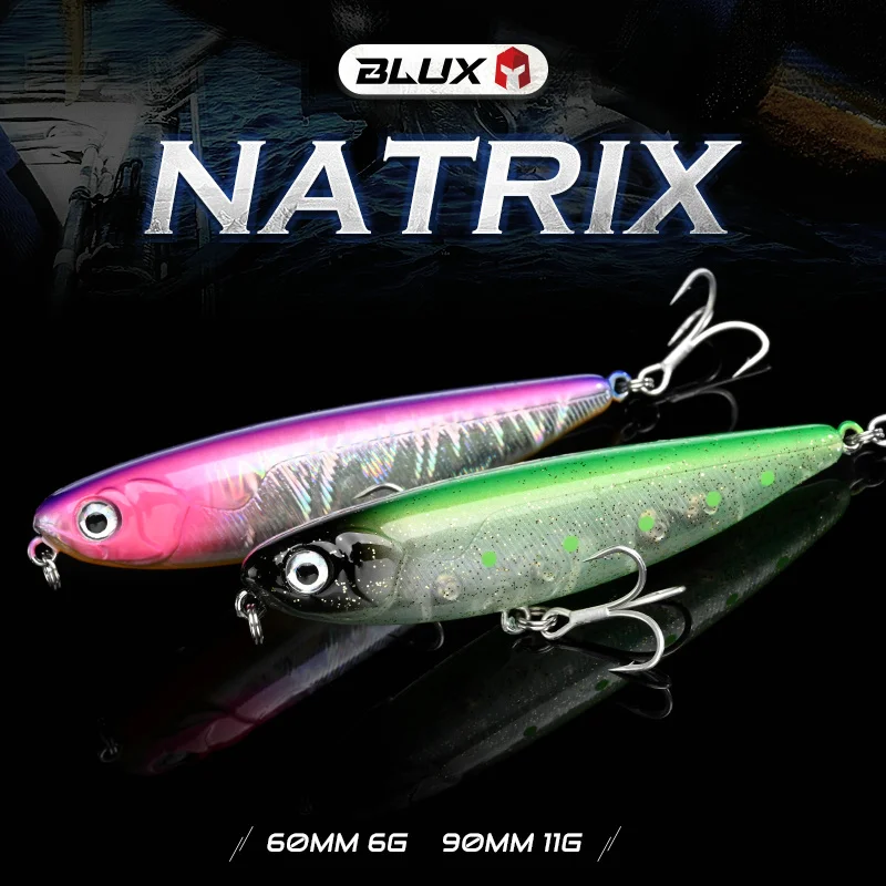 BLUX-Señuelo de pesca NATRIX, cebo duro de lubina artificial de longitud 60MM y 90 MM, andador de superficie - imagen 2