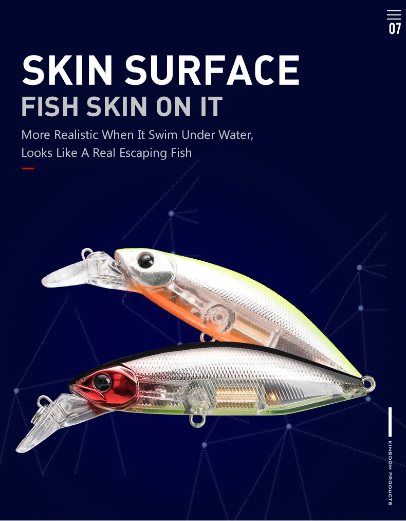 Experimente el realismo final con nuestros señuelos pesqueros de piel de pescado