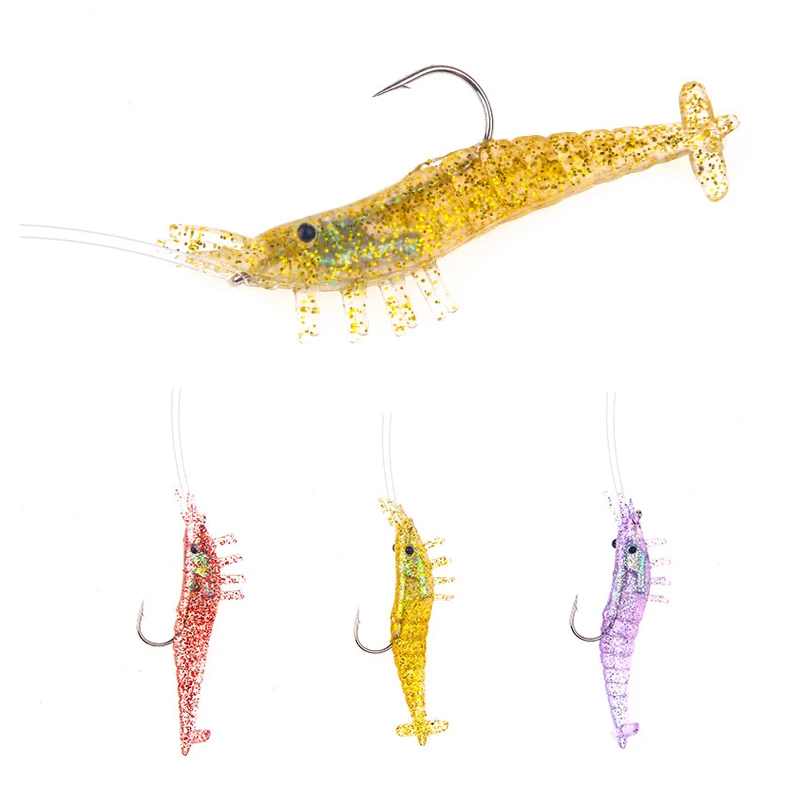 3 unids/bolsa señuelo de Pesca 10g/8,5 cm camarones silicona suave cebo Artificial Lucio Wobblers aparejos de Pesca para lubina Isca Crankbait Pesca - imagen 3