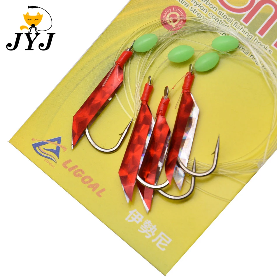 JYJ-aparejos de pesca de 4 brazos, aparejos de pesca, aparejo de pargo de mar, aparejo de arenque, 5 bolsas - imagen 3