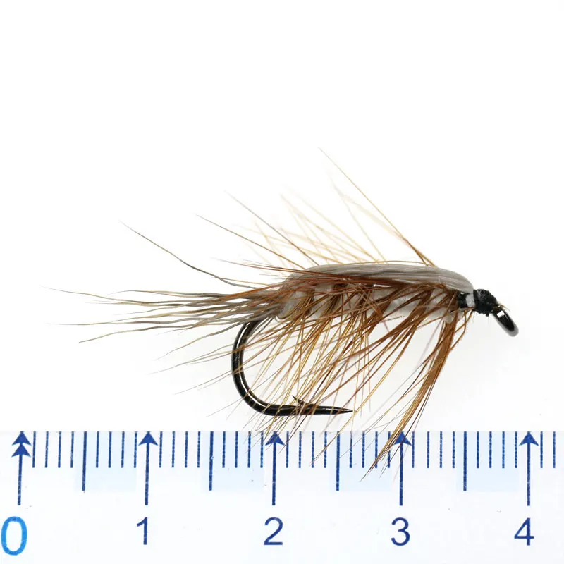 6 piezas # 6 gusanos lanosos marrón Caddis ninfa mosca ciervo pelo escarabajo trucha pesca con mosca cebo blanco verde negro