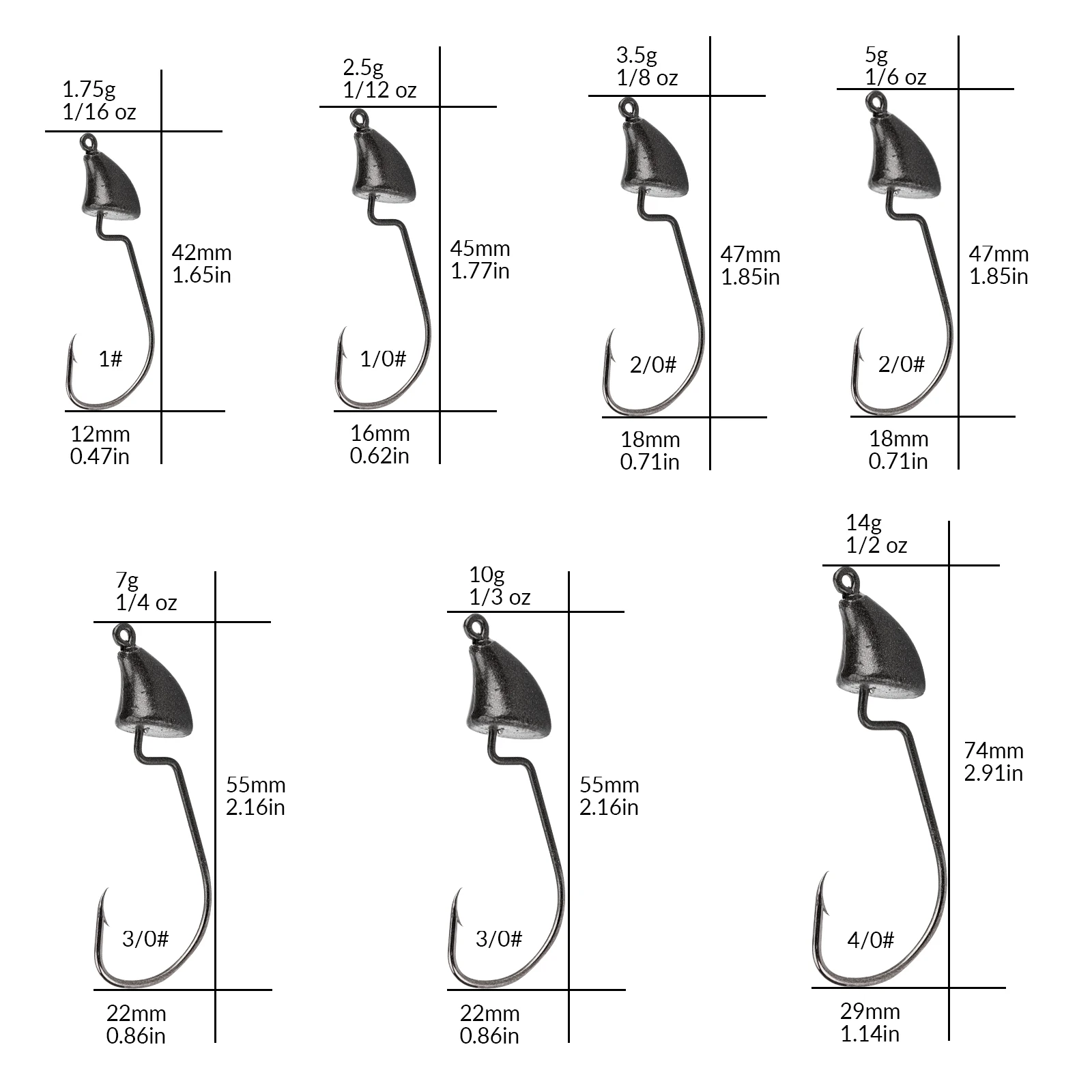THKFISH-anzuelos de pesca con cabeza plomada, 10 piezas, 3,5g, 7g, 10g, 14g, con púas, de acero de alto carbono, para gusanos blandos - imagen 3