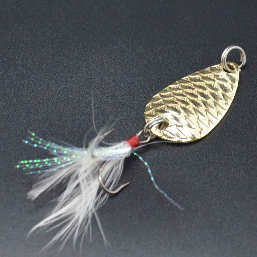 Señuelos tipo cuchara de pesca, anzuelo triple con plantillas de Metal de plumas, cebo duro de 9g, 13g, señuelos artificiales, lote de 2 piezas - imagen 5