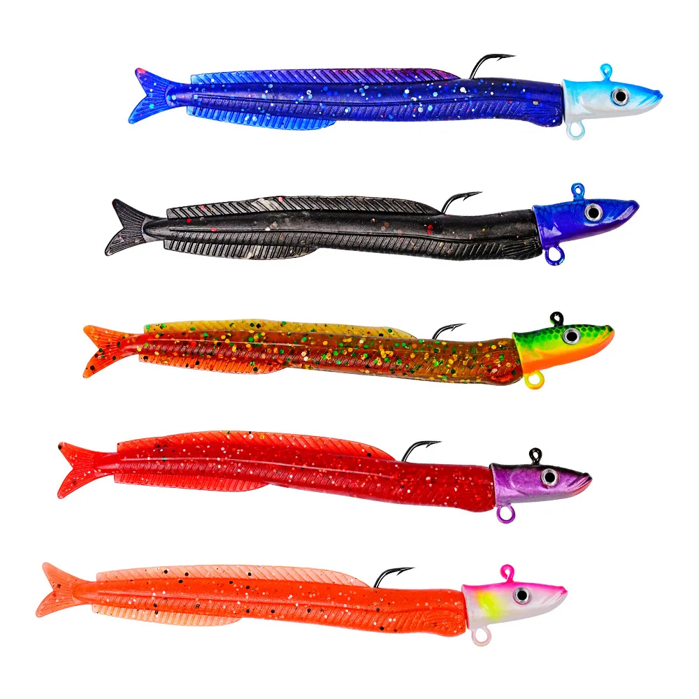 5 unids/bolsa Minnow Jig Head señuelo de pesca señuelo suave para Lucio 14g 12cm cebo Artificial para lubina sábalo de agua salada cebo suave aparejos de pesca - imagen 5