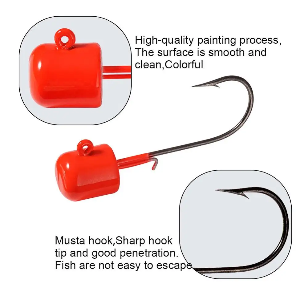 SUNMILE-Cabeza de plantilla de aparejo Ned, 5 piezas, finura, cebo de pesca suave de agua dulce, 2G, 3,5g, 5G, 7g, anzuelos de lubina Haken - imagen 4