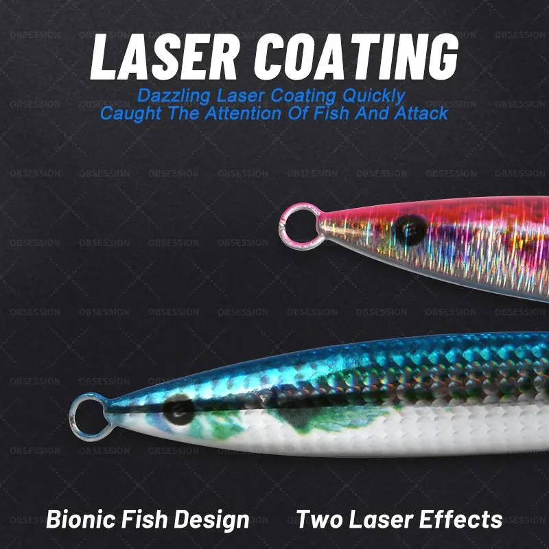 OBSESSION-señuelo de Pesca plano, anzuelos de hundimiento lento con anzuelos luminosos de asistencia doble, aparejos de Pesca en agua salada, mar profundo, Isca, 130g, 160g - imagen 4