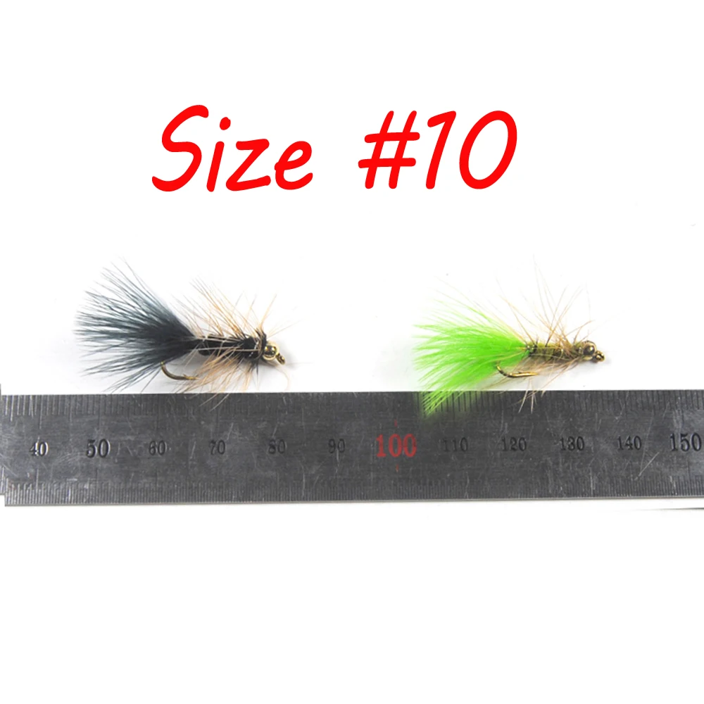 Bimoo-cebos de pesca con mosca húmeda, 8 unidades, color negro, Chartreuse, naranja, cuentas de oliva, cabeza de plomada, Streamer, trucha verde - imagen 2