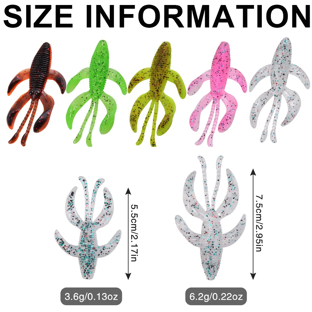 Señuelo de pesca de gusano suave de silicona, 3,2g/6,2g, camarón, lagartos, plantilla flotante, Wobbler, equipo para pesca, 30 Uds. - imagen 3