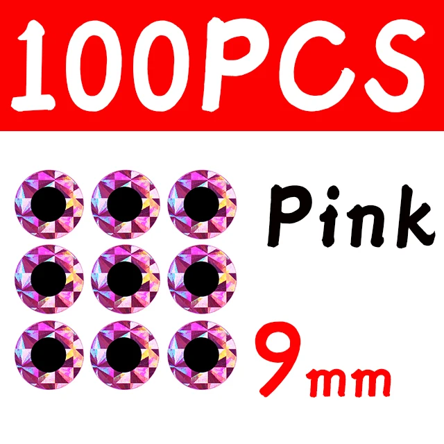 100pcs 9mm Pink