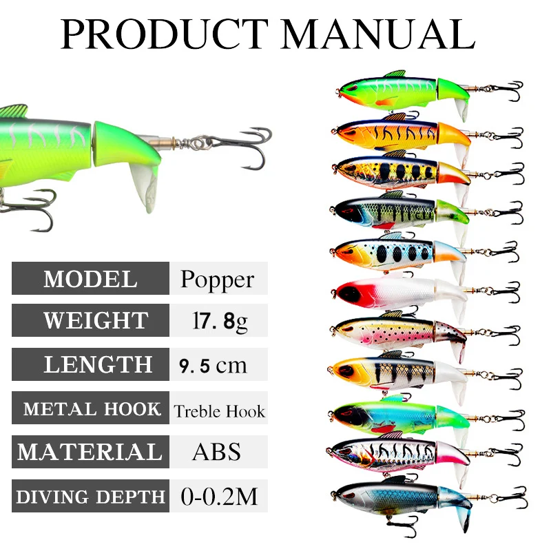 Whopper Plopper de calidad, señuelo de pesca de cola suave giratorio, 16g/17g/35g, 1 pieza