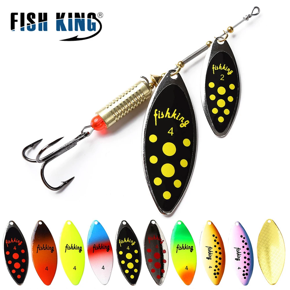 FISH KING-señuelo de pesca de fundición larga, cebo giratorio duro, señuelos falsos de Metal con gancho, señuelo de pesca de Lucio, 1 PC