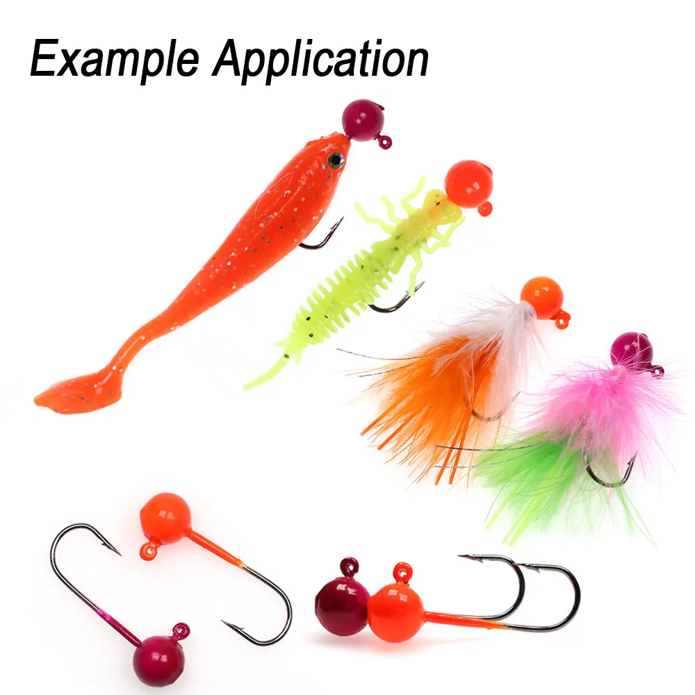 ICERIO 10 Uds 3g 5g forma redonda ponderada pintura recubierta de UV cabeza de plantilla gancho de pesca con púas anzuelo de señuelo de gusano suave naranja rosa