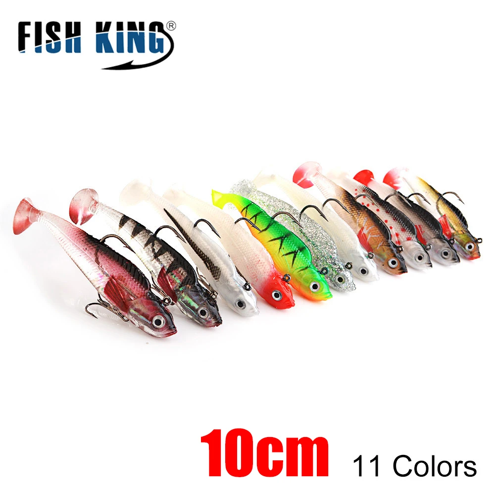FISH KING-anzuelo de pesca suave, 1 unidad, 8/10CM, 9g/21,5g, señuelo de pesca Swimbait, anzuelo triple