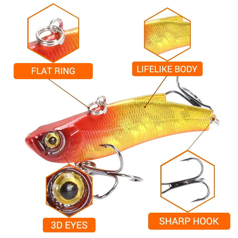 Señuelo de pesca de plomo, cebo Artificial Crankbait, Wobbler, VIB, 70mm, 18ghard, pesca en el mar de invierno, cebo giratorio para buceo de lubina, 1 unidad - imagen 4