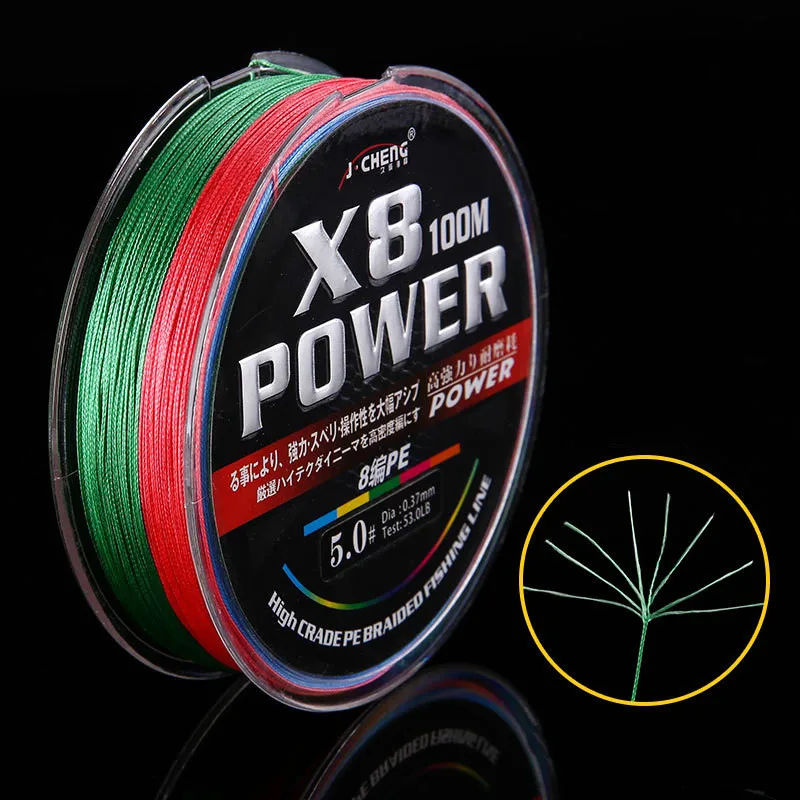 Hilo de pescar trenzado de 2 piezas, alambre Multifilamento de 100M y 4/8 hebras, para Pesca de carpa, 10-120LB - imagen 3