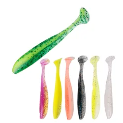 Señuelo de pesca suave, anzuelo de silicona de 70mm y 2g, gusano Artificial de doble Color, Swimbait, aparejos de pesca, 10 unids/lote