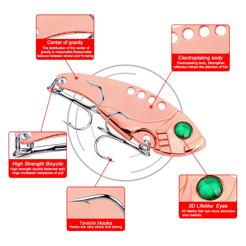 Señuelo 3D EyesMetal Vib Blade para pesca, cebos con vibración que se hunden, 11g, 6cm, Vibe Artificial, perca, Lucio, dos estilos, 1 unidad - imagen 3