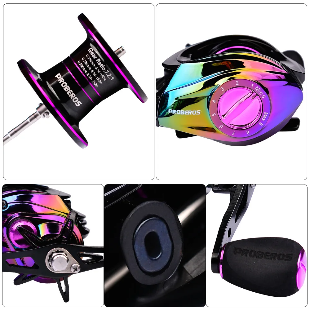 Carrete de Baitcast de pesca, freno magnético de carbono de alta velocidad, arrastre máximo, rueda de Baitcasting, aparejos de pesca de agua salada, 7,2: 1/7.1:1 - imagen 5