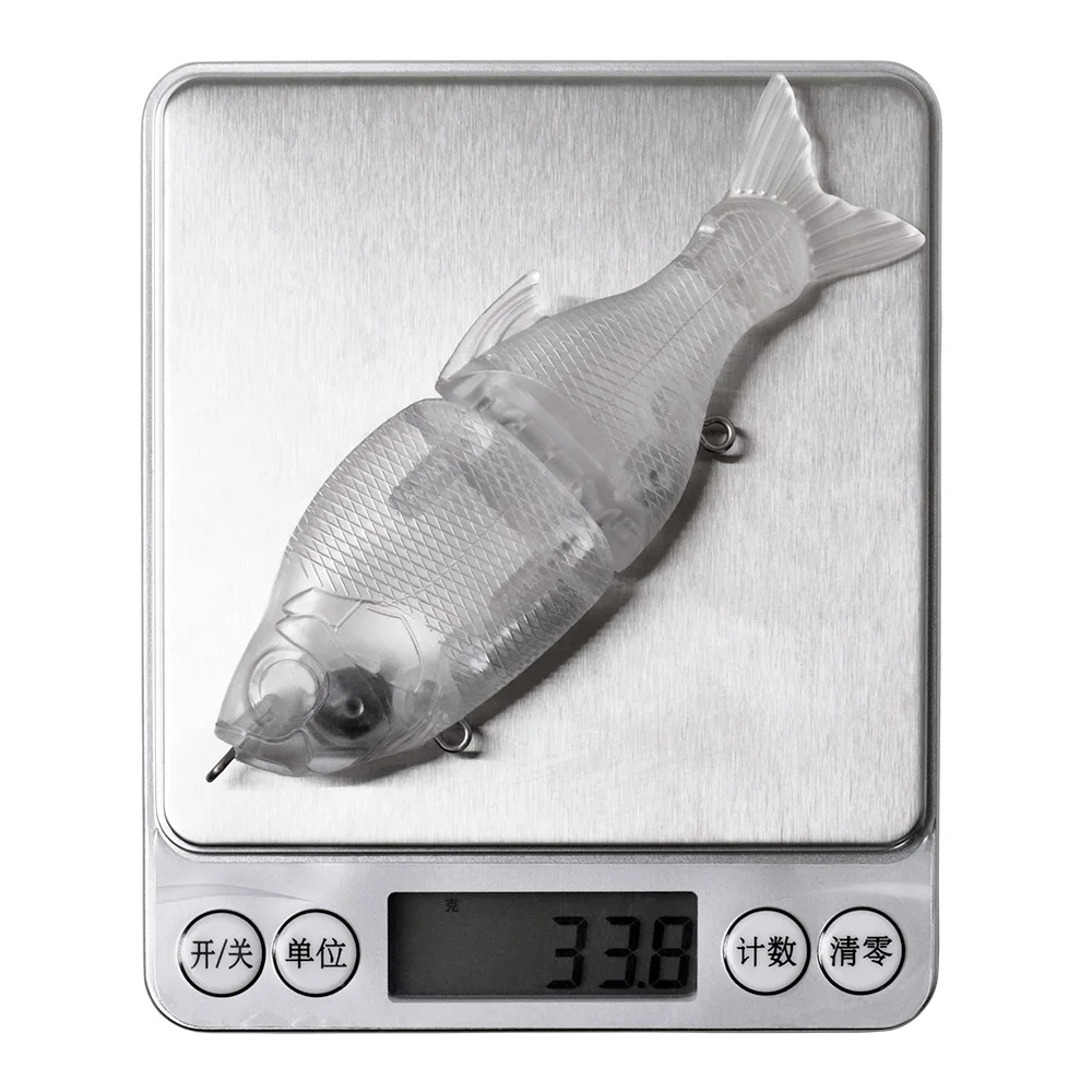 Señuelo de pesca Artificial que se hunde sin pintar, 110mm, 34g, cebo articulado, Swimbait, cebo duro con cola de PVC suave reemplazable - imagen 4