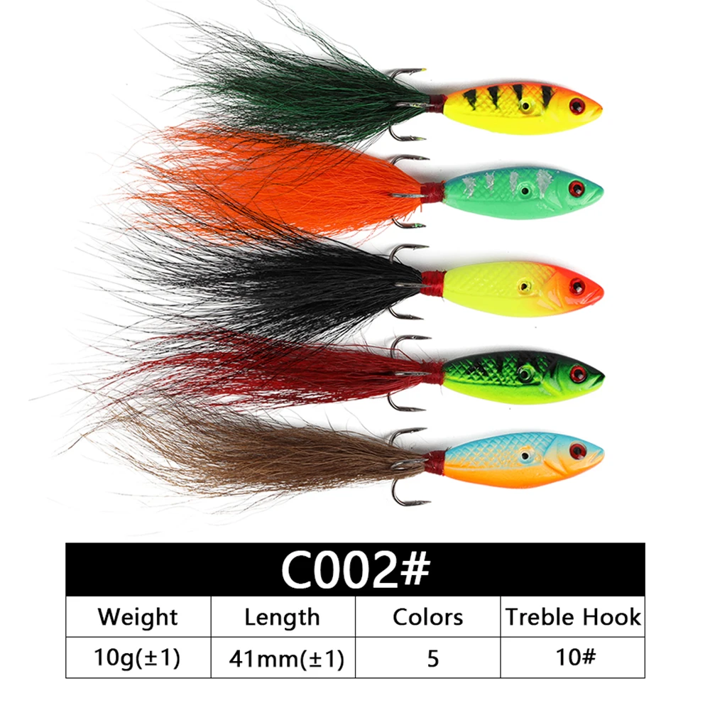 W.P.E-señuelo de pesca duro de invierno, cebo Artificial para Jigging de plomo, anzuelo triple Wobbler, 1 pieza, 10g, 15 colores, 41mm-45mm - imagen 3