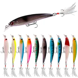 Señuelo de Pesca de pececillos, cebo duro de hundimiento lento, Wobbler Jig, Crankbait, carpa, lubina a rayas, aparejos de Pesca, 90mm, 7,2g, 1 piezas