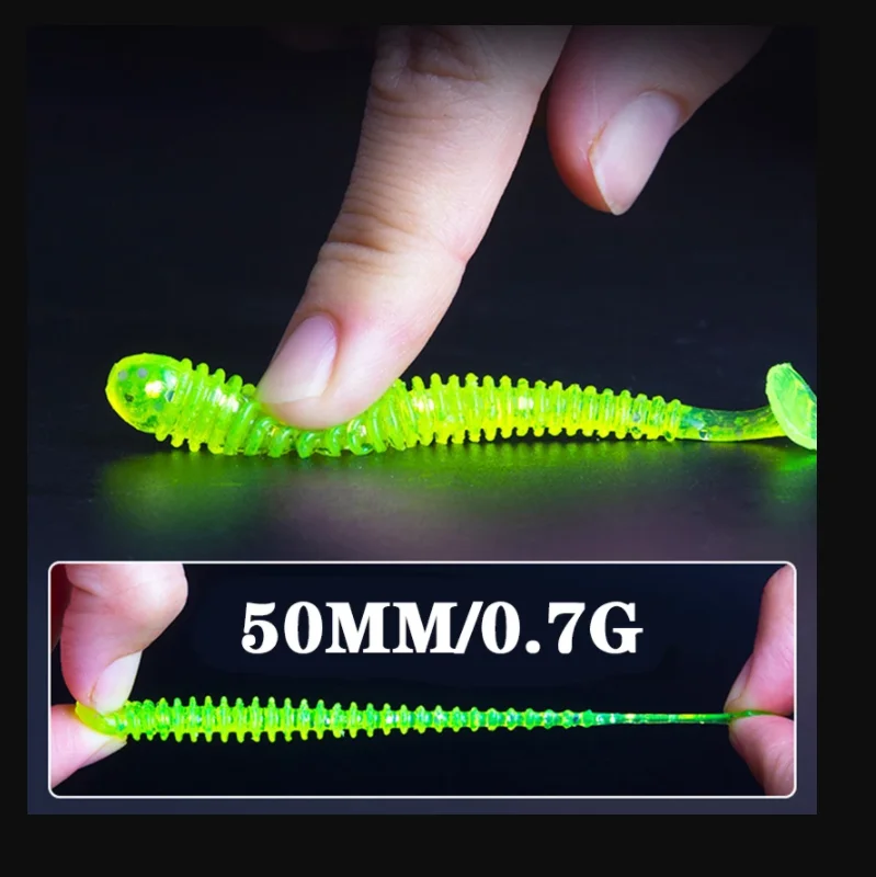 Señuelos de silicona blanda para gusanos, cebos artificiales de 70MM, aparejos para carpa, 10 unids/lote - imagen 5