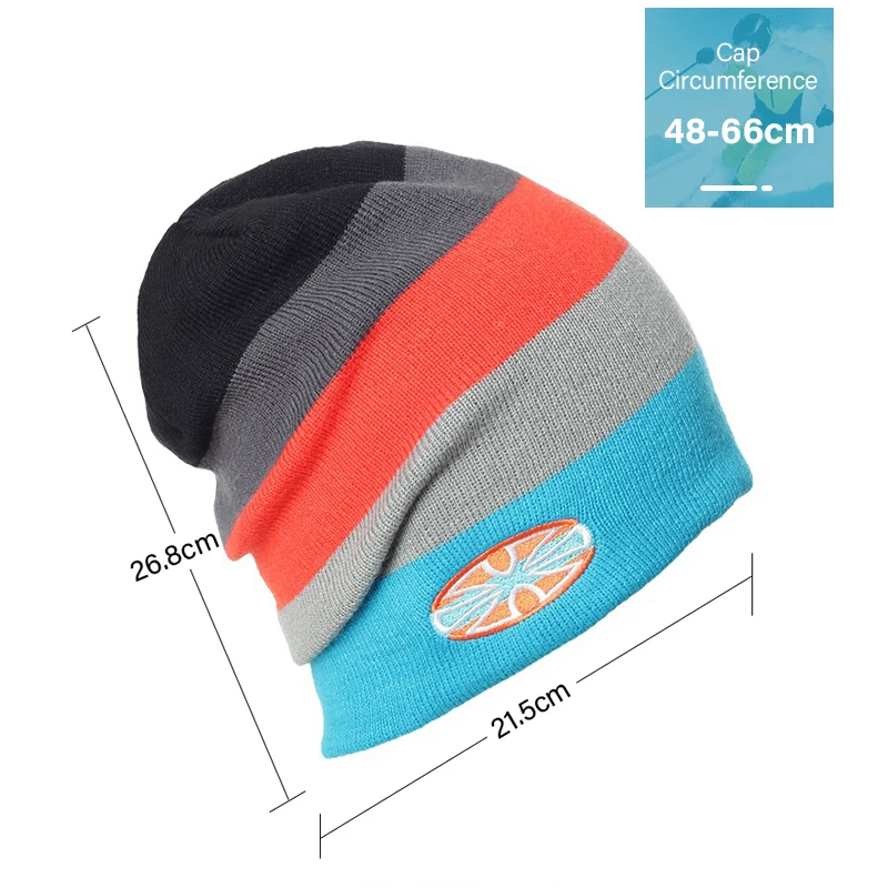 Mosodo-gorros térmicos de esquí para hombre y mujer, gorros cálidos con tiras de Color, gorros de lana de punto para Snowboard y senderismo, Unisex - imagen 4