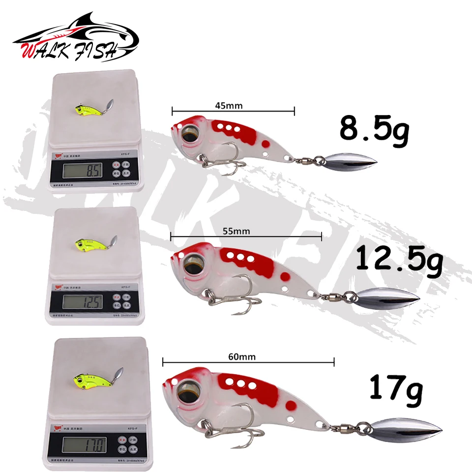 Caminar peces 1 uds/4,5/5,5/6cm 3D los ojos de Metal Vib pala señuelo se hunde vibración cebos artificiales vibra para bajo Pike perca pesca - imagen 5