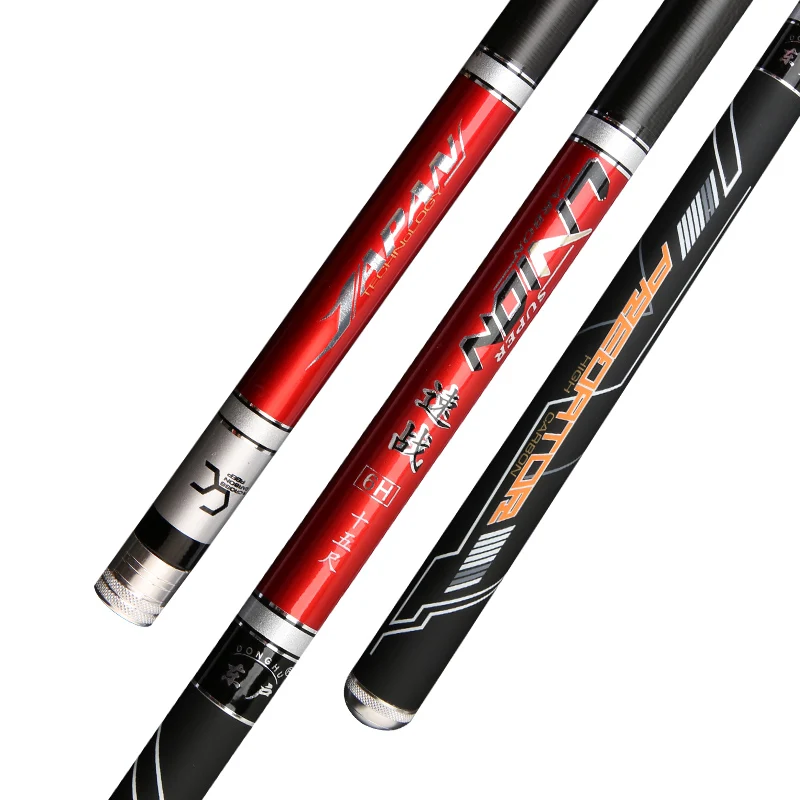 Caña de pescar telescópica de fibra de carbono para Tilapia, 2,7 m-6,3 m, 6H, 8H, superdura, para competición, negra, para carpa - imagen 2