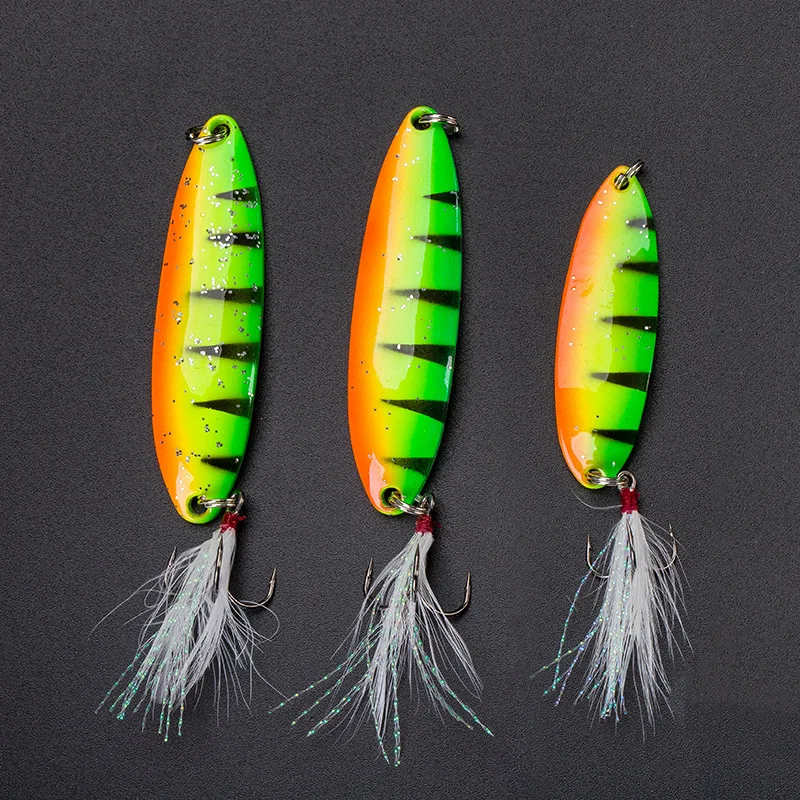 Señuelo tipo cuchara de Metal arcoíris, 5g/9g/13g/18g/21g, señuelo de pesca de agua salada con lentejuelas de plumas, cebo que se hunde con ruido para pesca de carpa - imagen 3