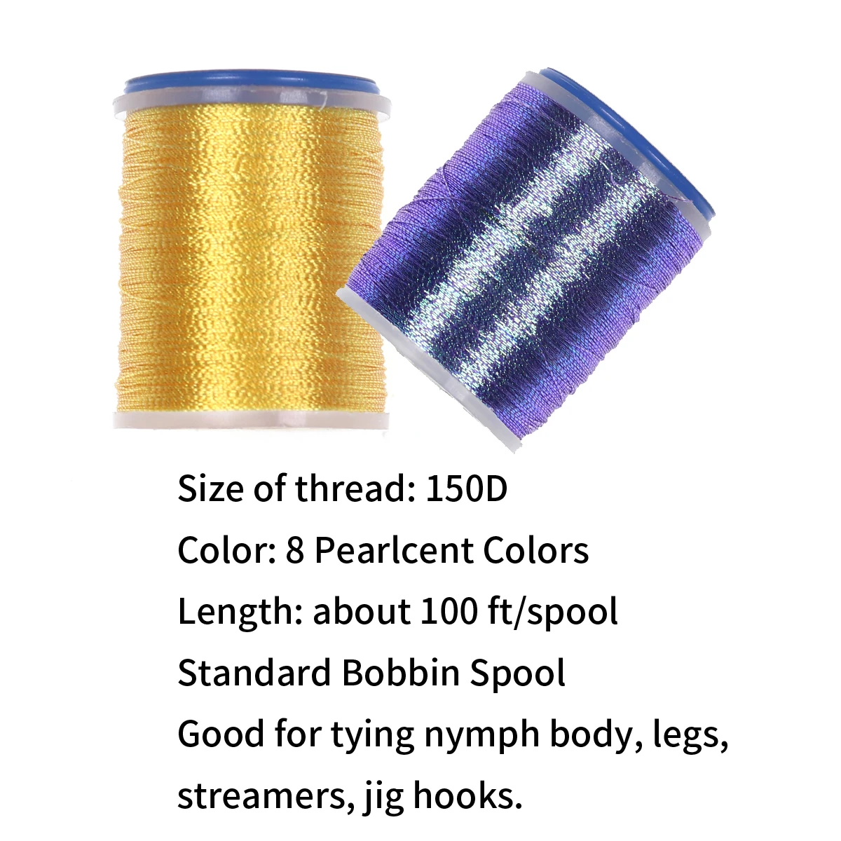 Wifreo 150D hilo de oropel metálico, serpentina de Ninfa, línea de Color perla para atado de anzuelos de plantilla - imagen 4