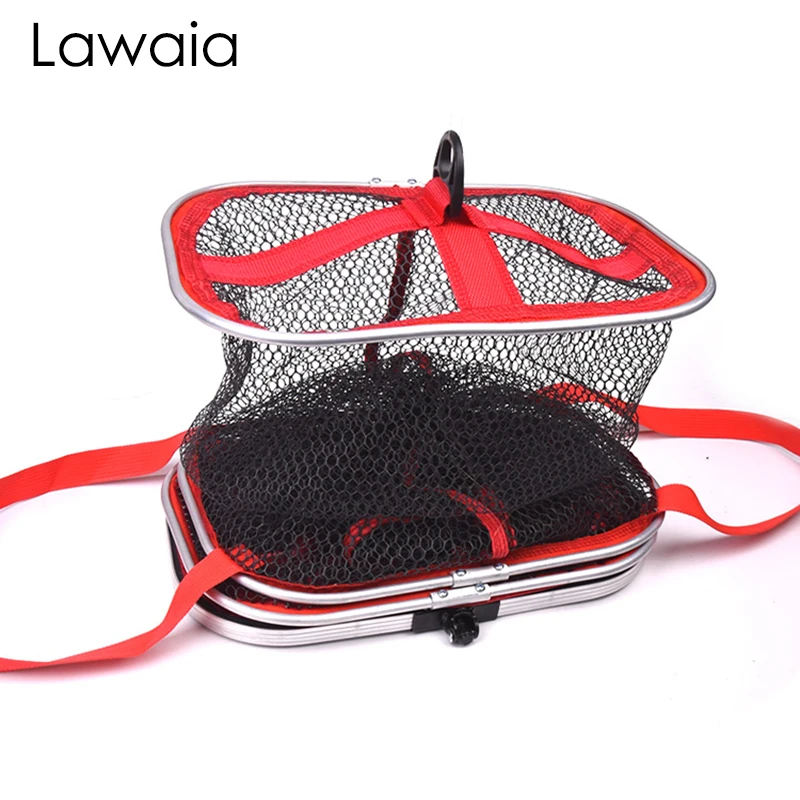 Lawaia-jaula de red cuadrada pegada, equipo de pesca portátil al aire libre, bolsa de pescado, equipo de pescadores de secado rápido