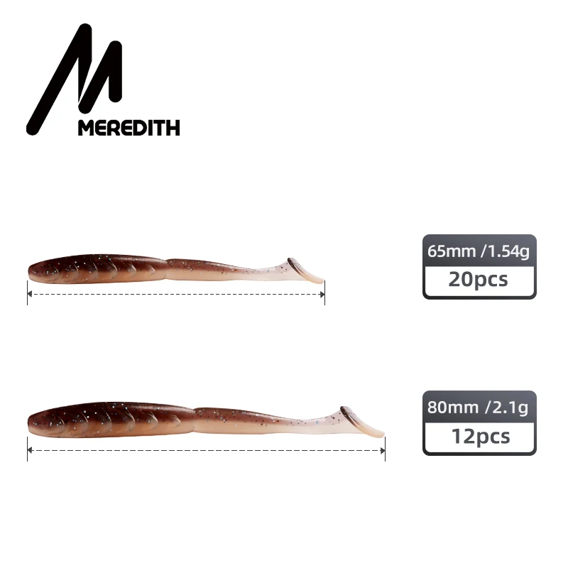 MEREDITH Crazy Shiner II señuelo suave 65mm 80mm señuelo de pesca Shad cebos de silicona cola en T Wobblers Swimbait señuelo Artificial souple - imagen 5