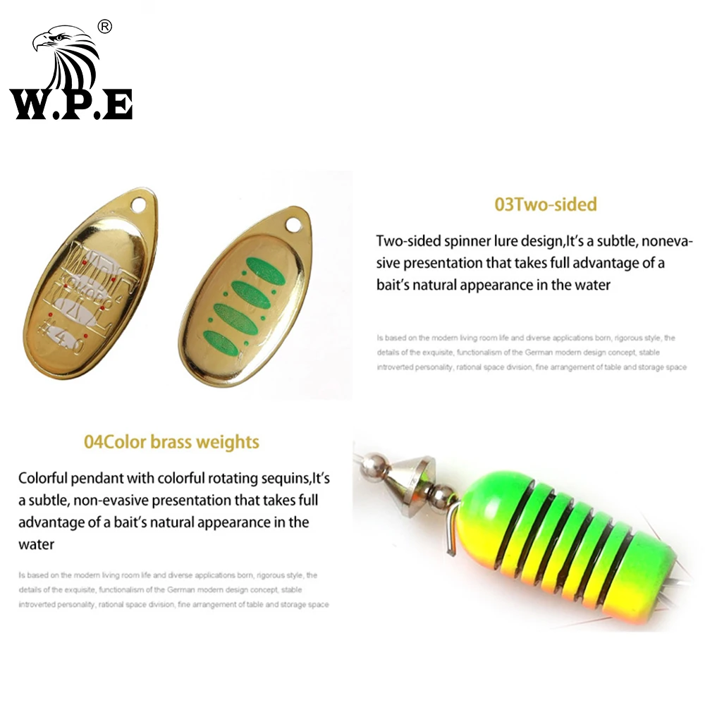 W.P.E KOMODO Spinner señuelo 1 Uds 7,5g/12,5g/16,5g señuelo de Pesca de lubina de Metal completo cebo duro cuchara señuelo aparejos de Pesca Wobbler Pesca - imagen 3
