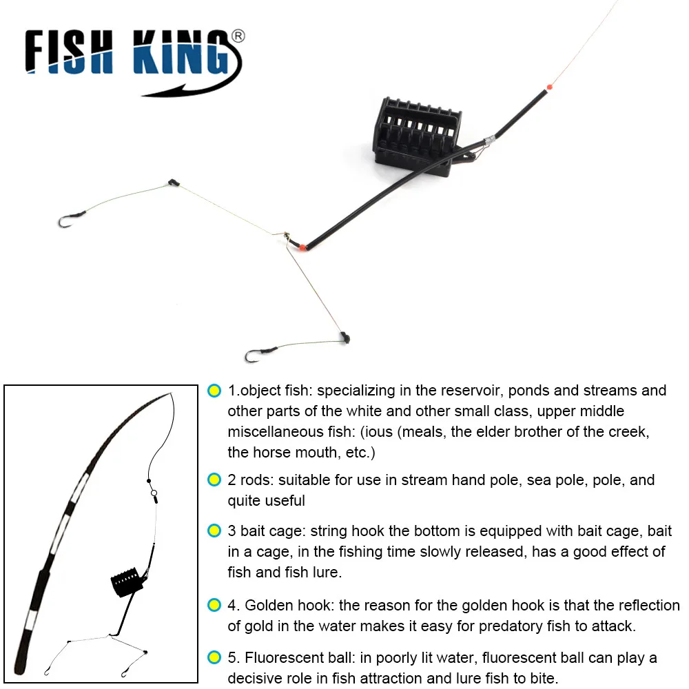 FISH KING-lanzador de cebo cuadrado de Metal, alimentador de cebo de pesca, jaula de señuelo de pesca de hierro de plomo, soporte de gancho, cesta, jaula, accesorios de pesca - imagen 4