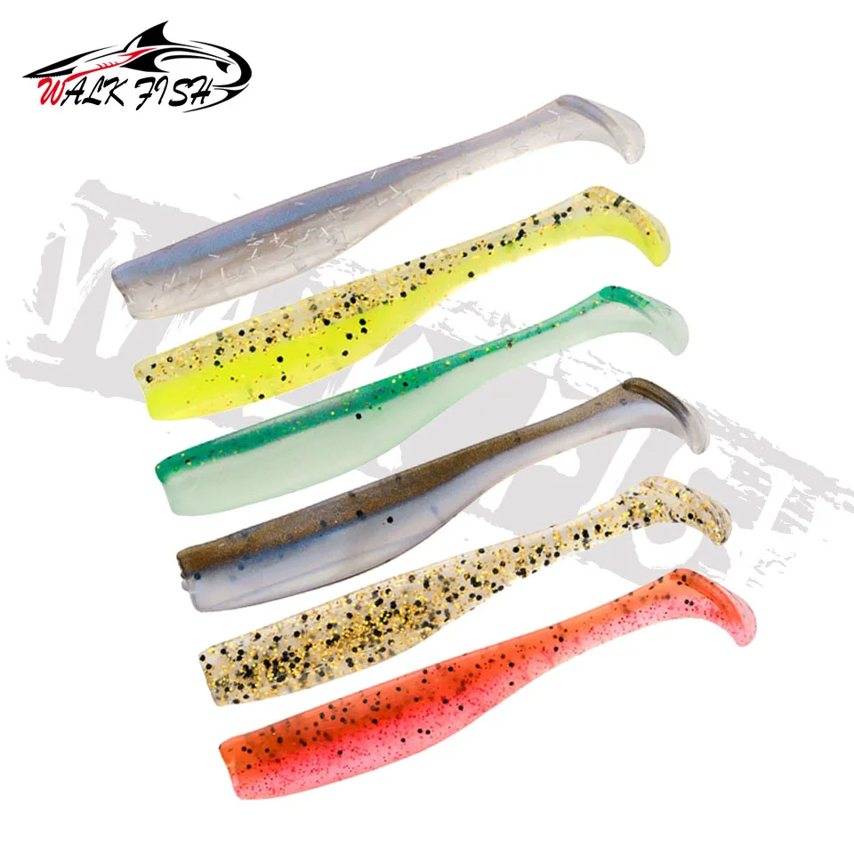 WALK FISH-señuelo de pesca de lubina Artificial, cebo blando TPR, Swimbait de cola de paleta, 70mm, 2,3g, Wobblers, lote de 6 unidades - imagen 3