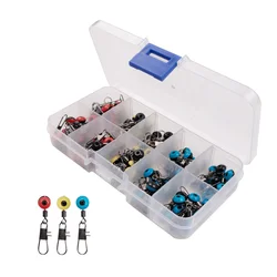 100 unids/caja flotador de pesca Bobber detiene conectores de frijoles espaciales pesca en el mar equipo de aparejos de agua salada accesorios de Metal de plástico